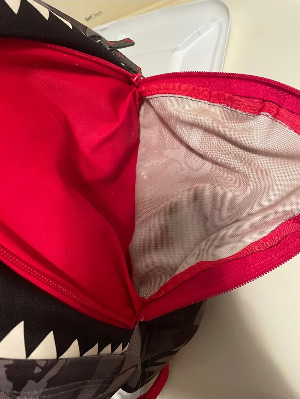 GAP Gray Camo Shark-Teeth Backpack with Red Trim